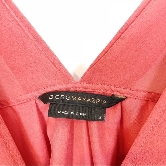 BCBG MaxAzria Coral Silk Embroidered Top Small - Picture 5 of 8